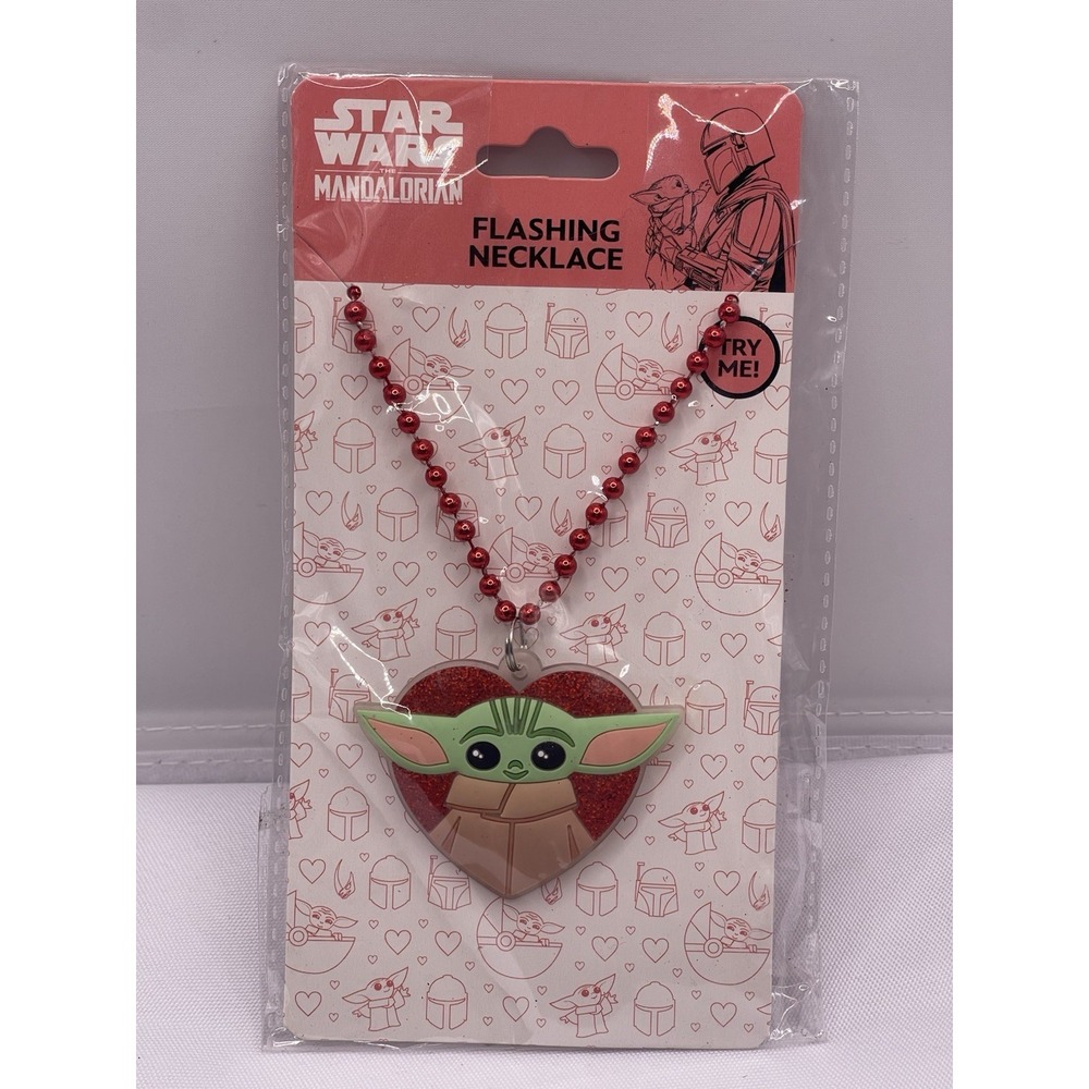 Baby Yoda Star Wars Flashing Heart Necklace-Great For Valentine's Day Or Any Day